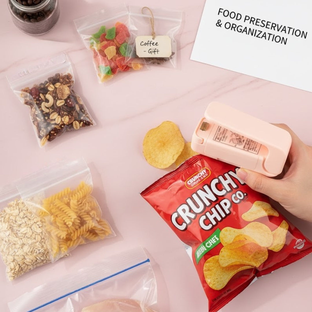 Portable Mini Heat Sealing Machine – Handheld Plastic Bag Sealer (Pink)