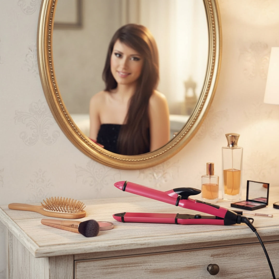 2-in-1 Hair Straightener & Curler for Women – Curl & Straight Hair Iron