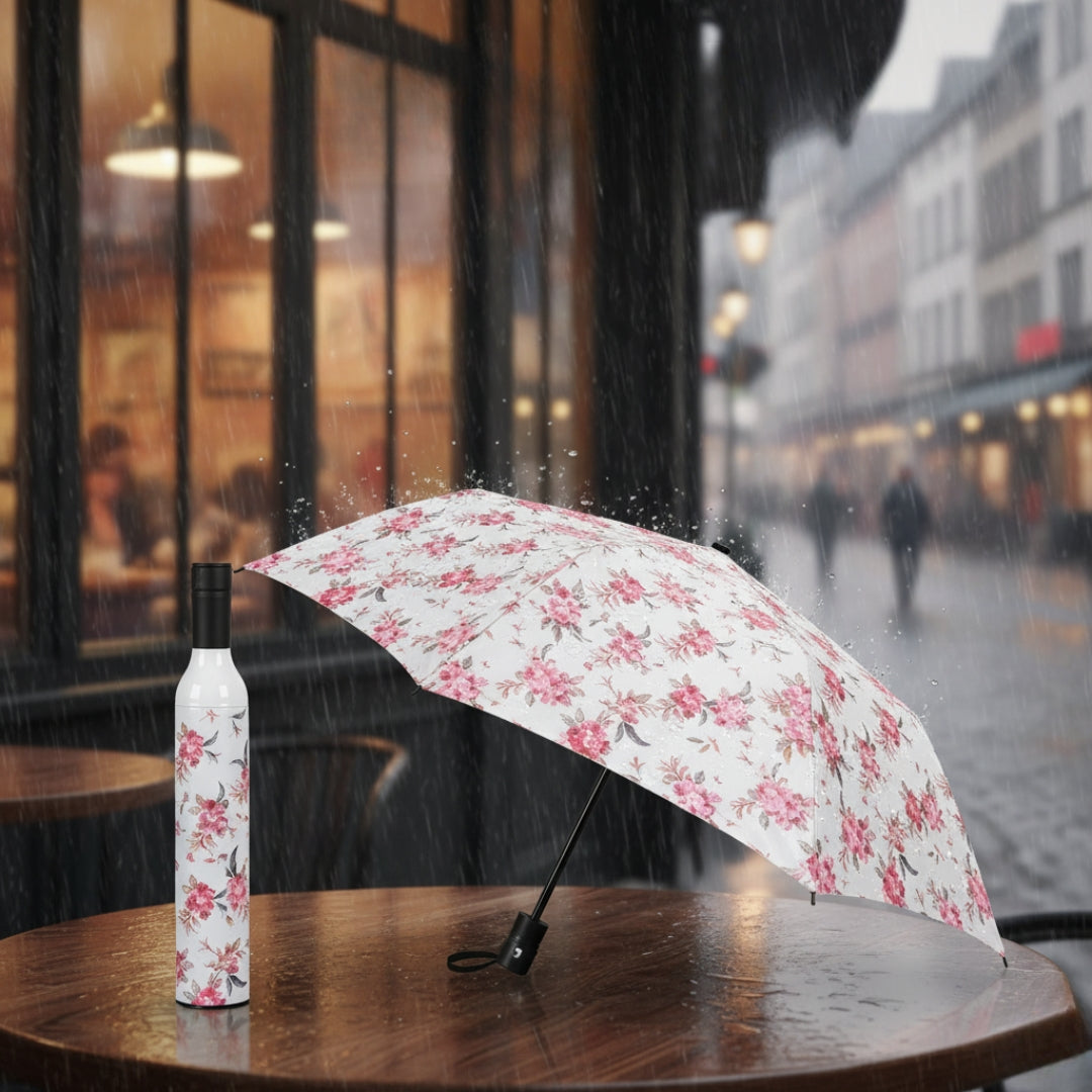 Pocket Wine Bottle Umbrella – Compact Folding Travel Umbrella in Stylish Bottle Case