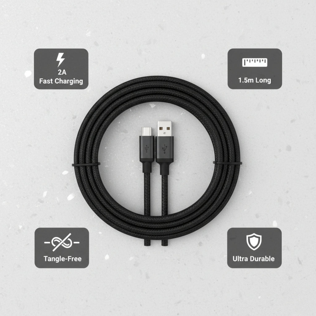 2A Type-C Fast Charging Cable – USB-C Data Transfer Cord