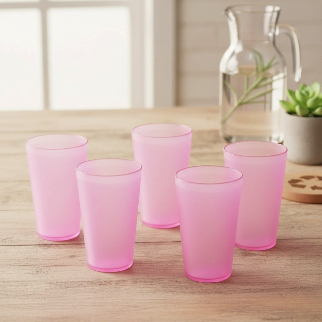 6-Piece 300ml Plastic Glass Set – Durable, Reusable Tumblers for Water, Juice & Kitchen Use