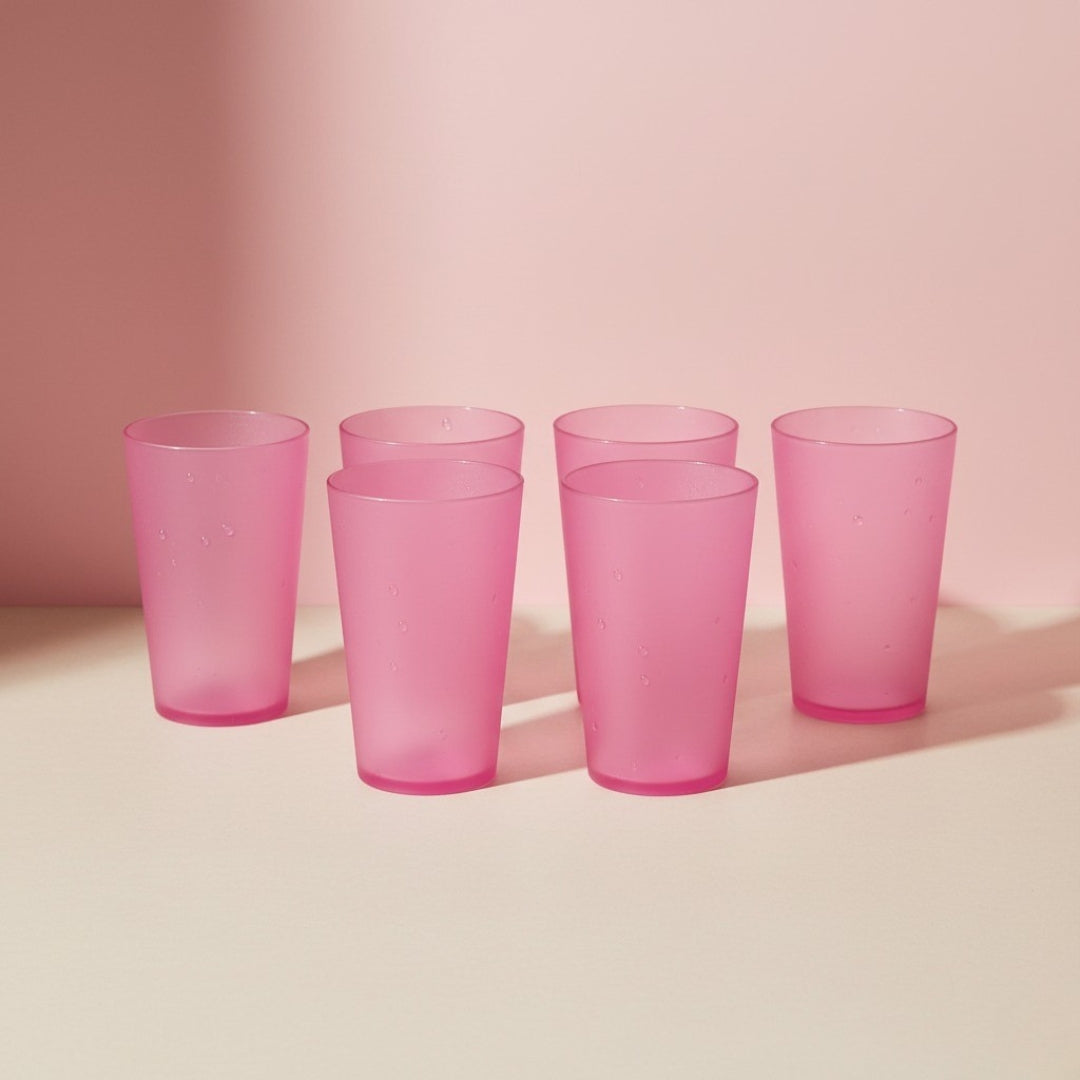 6-Piece 300ml Plastic Glass Set – Durable, Reusable Tumblers for Water, Juice & Kitchen Use