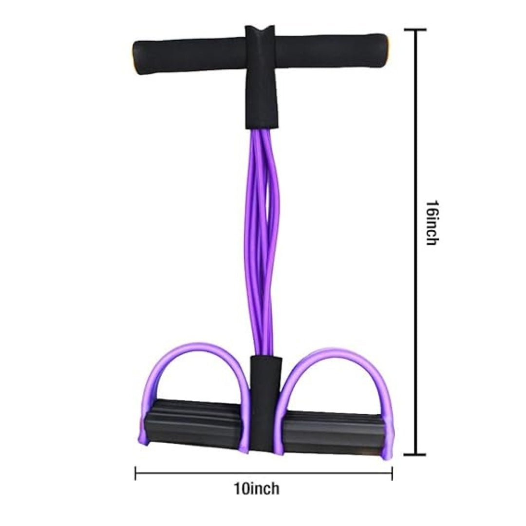 6-Tube Elastic Pull Rope Strength Trainer with Foot Pedals – Sit-Up & Full-Body Resistance Tool