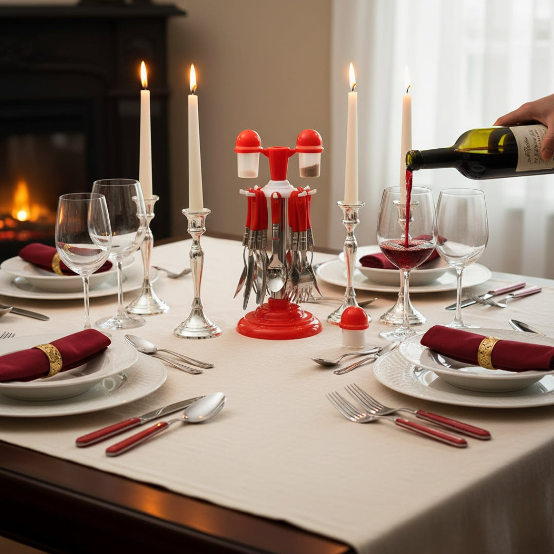 24-Piece Stainless Steel Cutlery Set with Stand – Classic Spoon Fork Knife Set