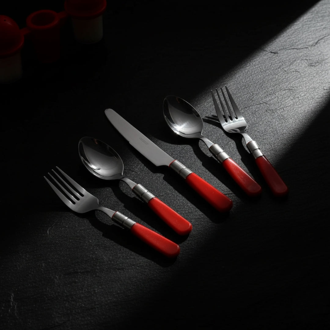 24-Piece Stainless Steel Cutlery Set with Stand – Classic Spoon Fork Knife Set