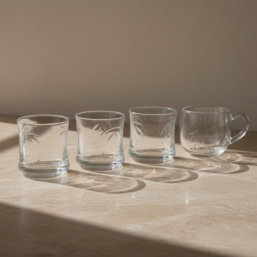 4-Piece Glassware Set – 3 Tumblers & 1 Cup for Water, Juice, Beverages
