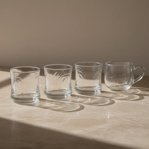 4-Piece Glassware Set – 3 Tumblers & 1 Cup for Water, Juice, Beverages