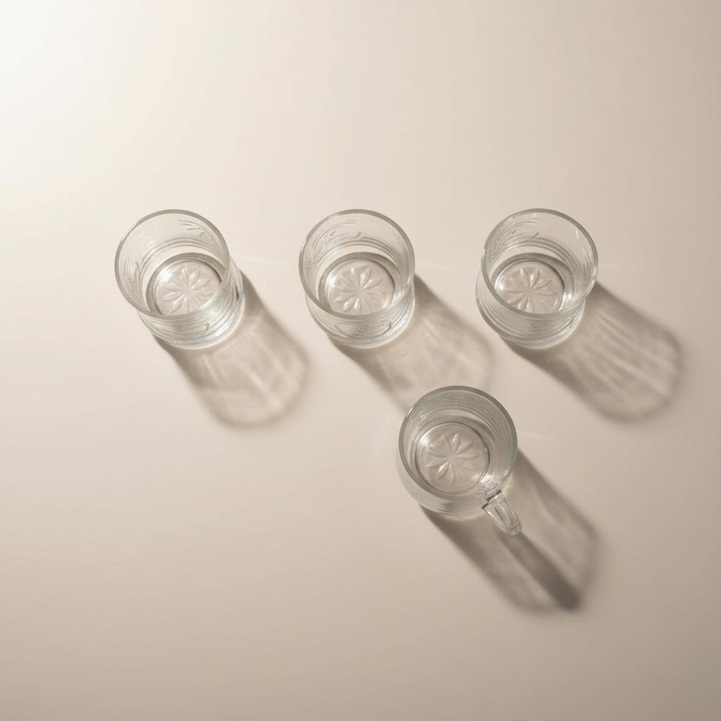 4-Piece Glassware Set – 3 Tumblers & 1 Cup for Water, Juice, Beverages
