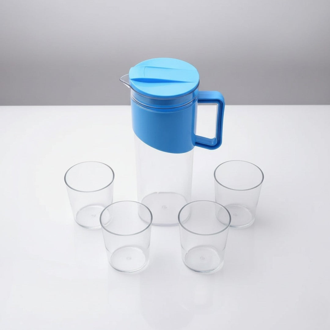 2000ml Transparent Water Jug Set – Stylish 4-Piece Pitcher with Handle