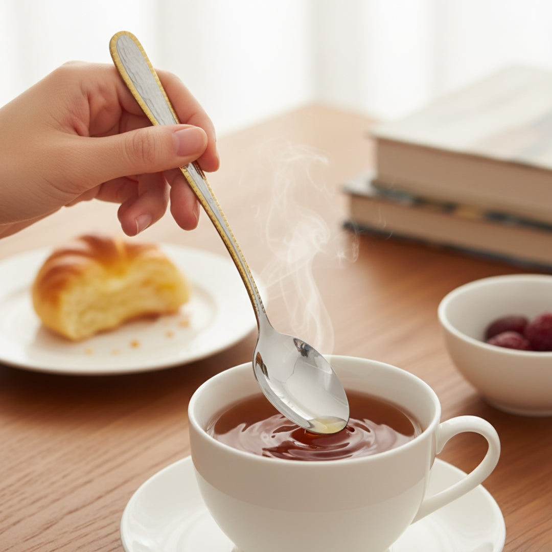 Gold Plated Spoons – Set of 6 Stainless Steel Dessert & Tea Spoons