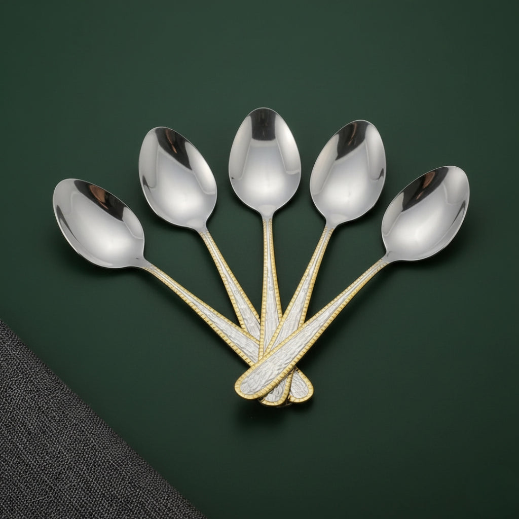 Gold Plated Spoons – Set of 6 Stainless Steel Dessert & Tea Spoons