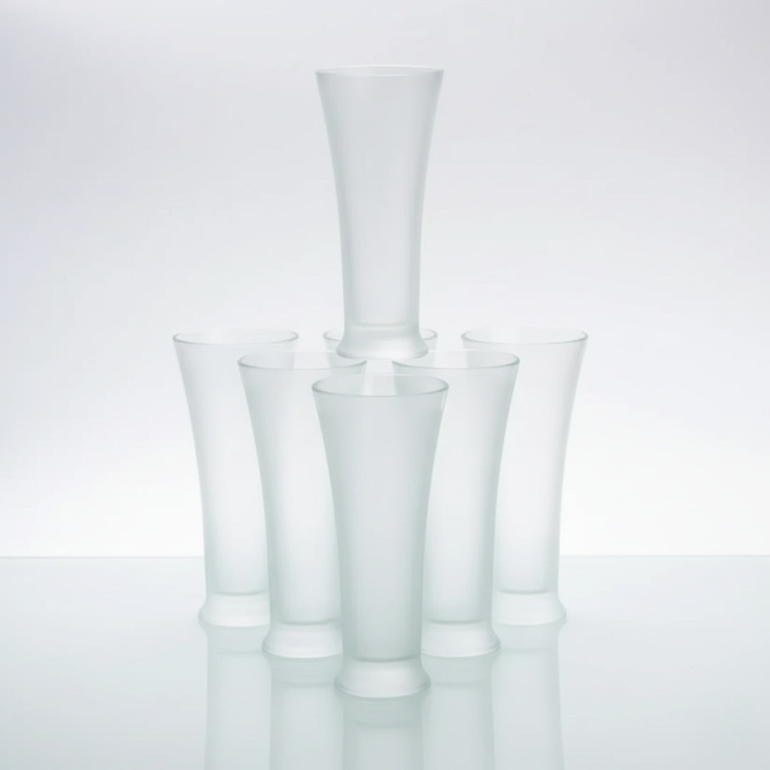 Faluda & Juice Glass Set – 6 Pcs Transparent Ice Cream & Water Glasses (300ml)