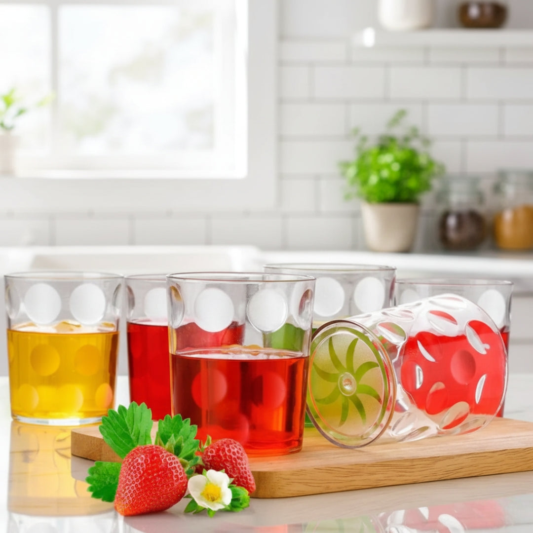 300ml Unbreakable Drinking Glass Set – Multi-Purpose Plastic Tumblers (Set of 6)