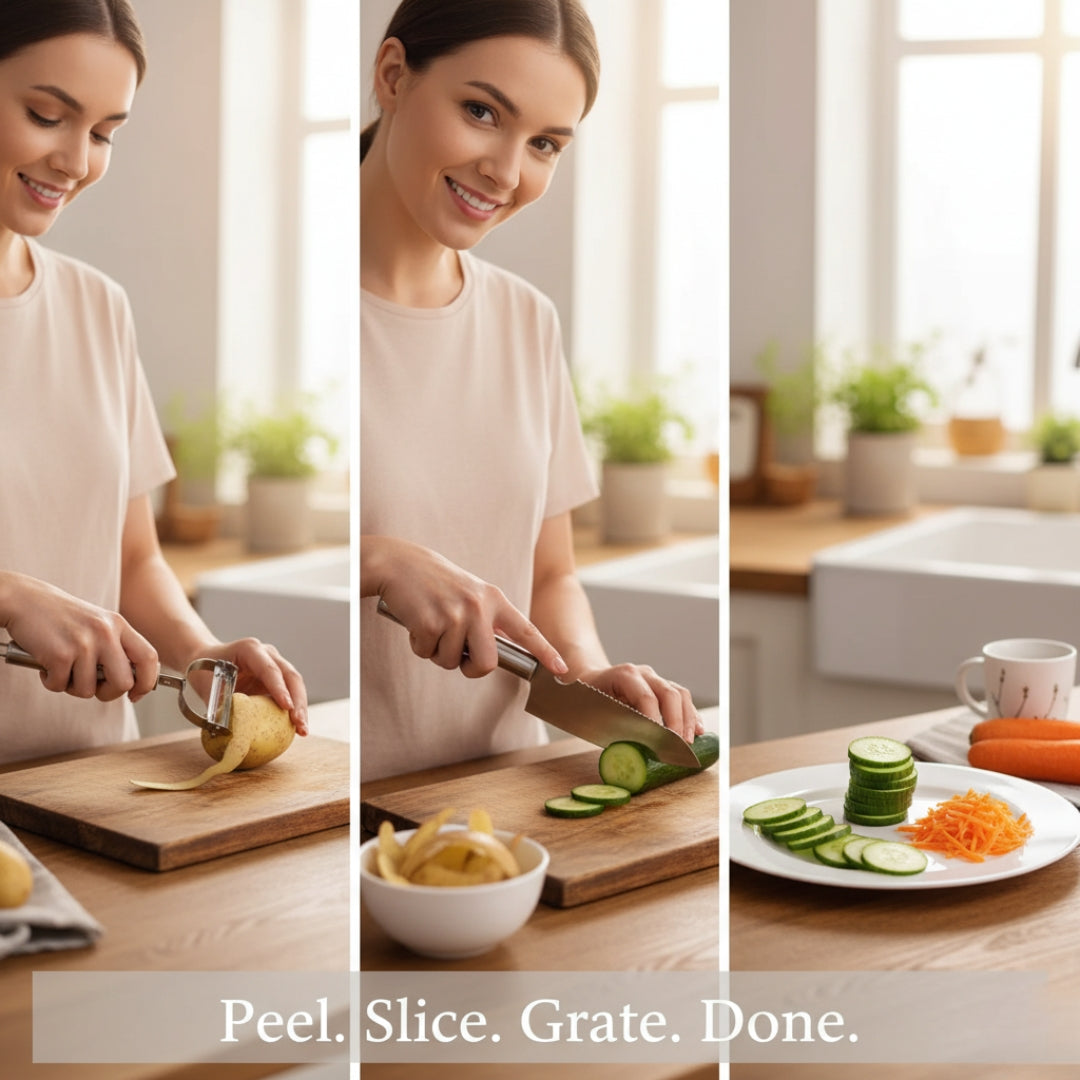 5-in-1 Peeler & Grater Set – Multipurpose Stainless Steel Kitchen Tool