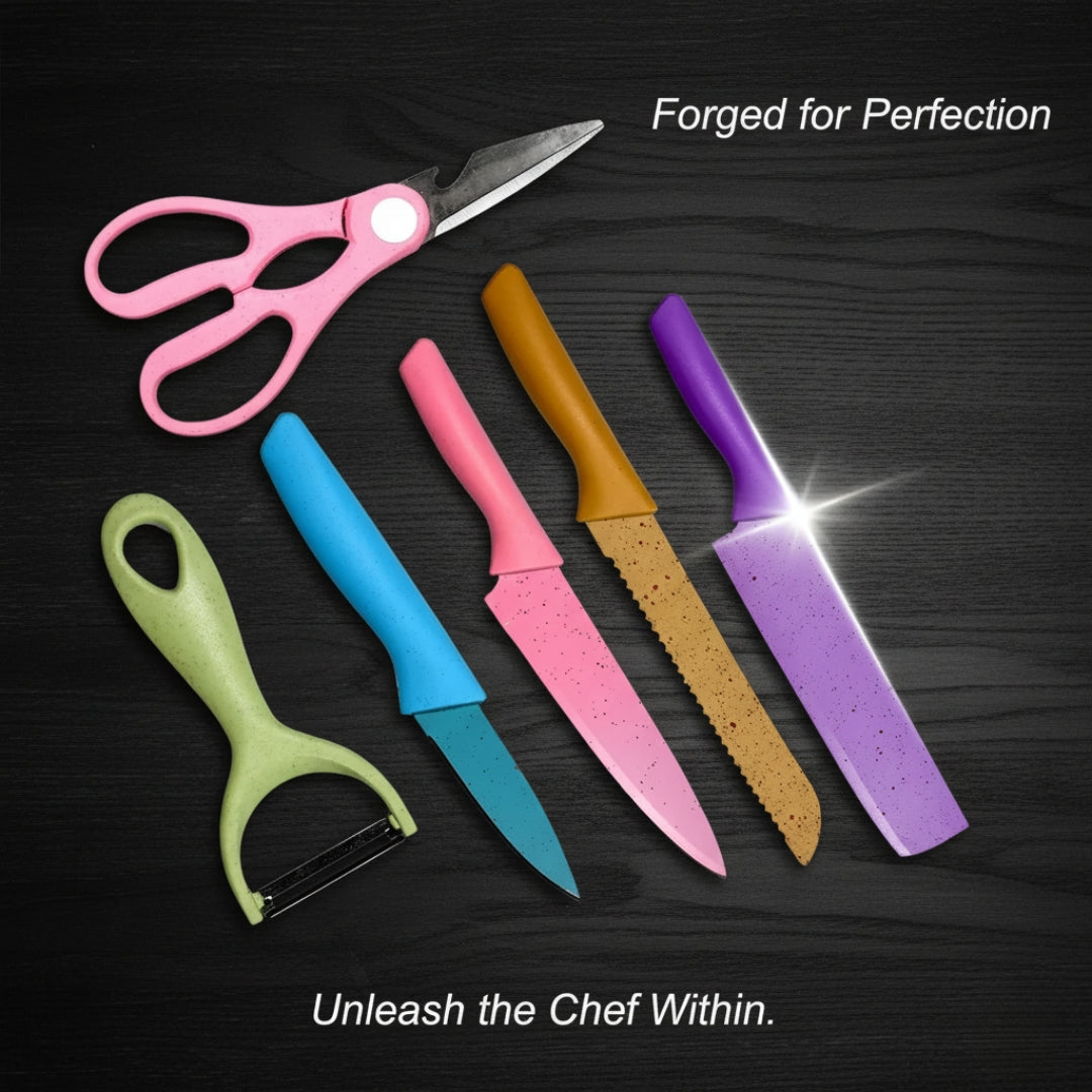 6-Piece Forged Stainless Steel Kitchen Knife Set – Professional Chef Knives