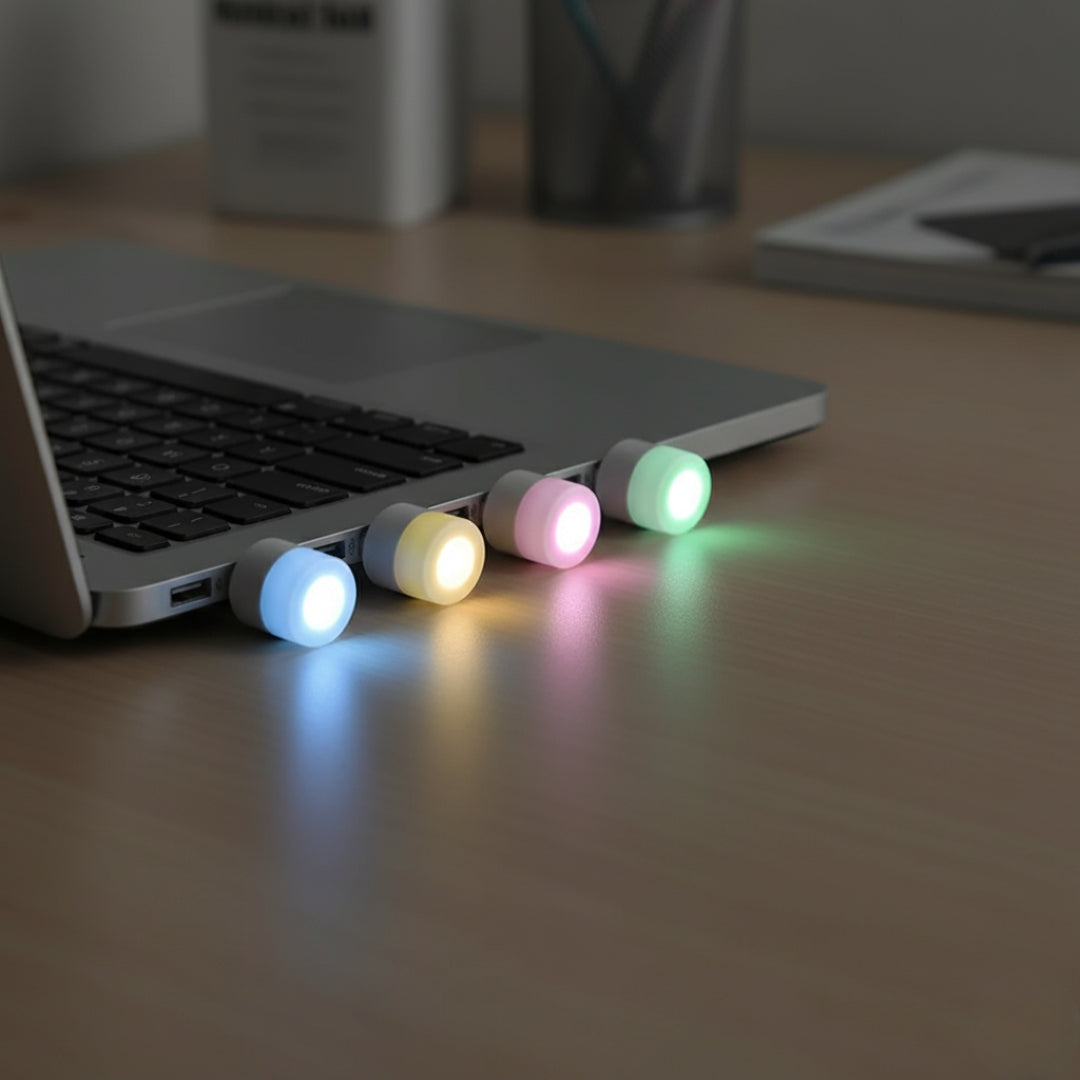 Mini USB LED Night Light – 5 Pc Set for Laptop, PC & Power Bank (Multi Color)