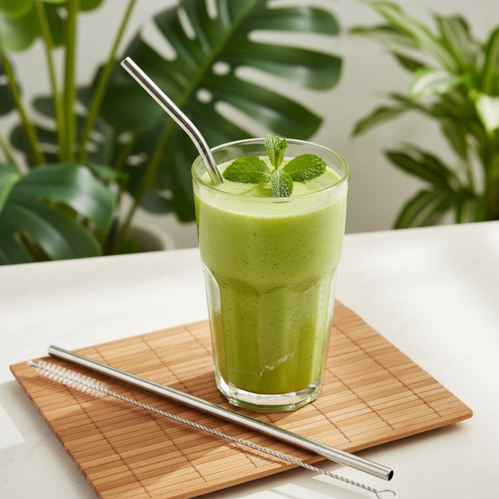 Reusable Stainless Steel Straws – 4 Pcs Set with Case & Brush