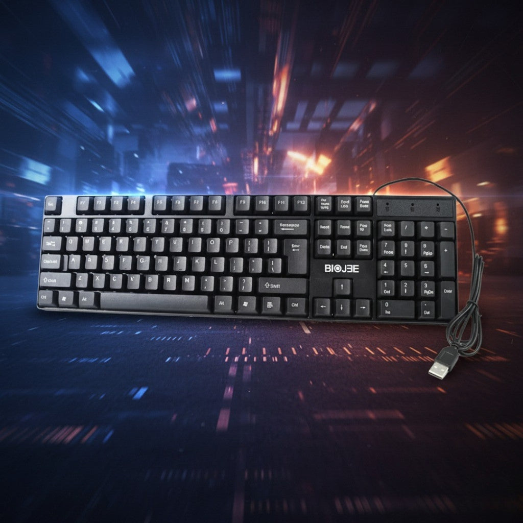 Wired USB Keyboard – 104 Keys, Ergonomic & Durable