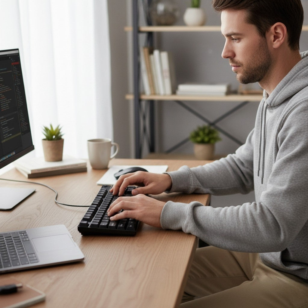 Wired USB Keyboard – 104 Keys, Ergonomic & Durable