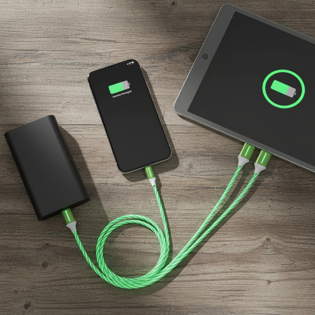 3-in-1 Fast Charging Cable – LED Light-Up, Multi-Device USB Charger