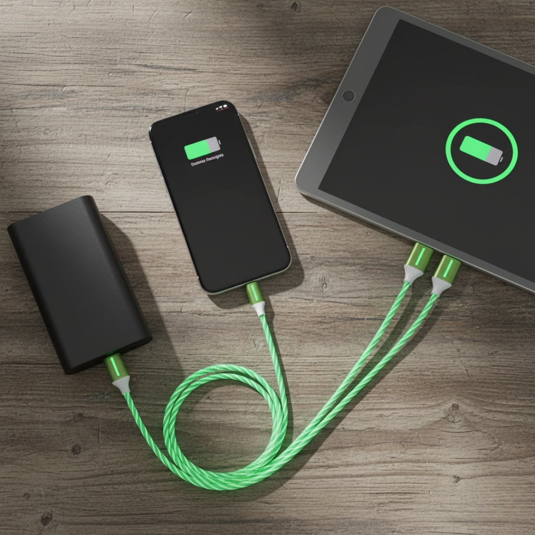3-in-1 Fast Charging Cable – LED Light-Up, Multi-Device USB Charger