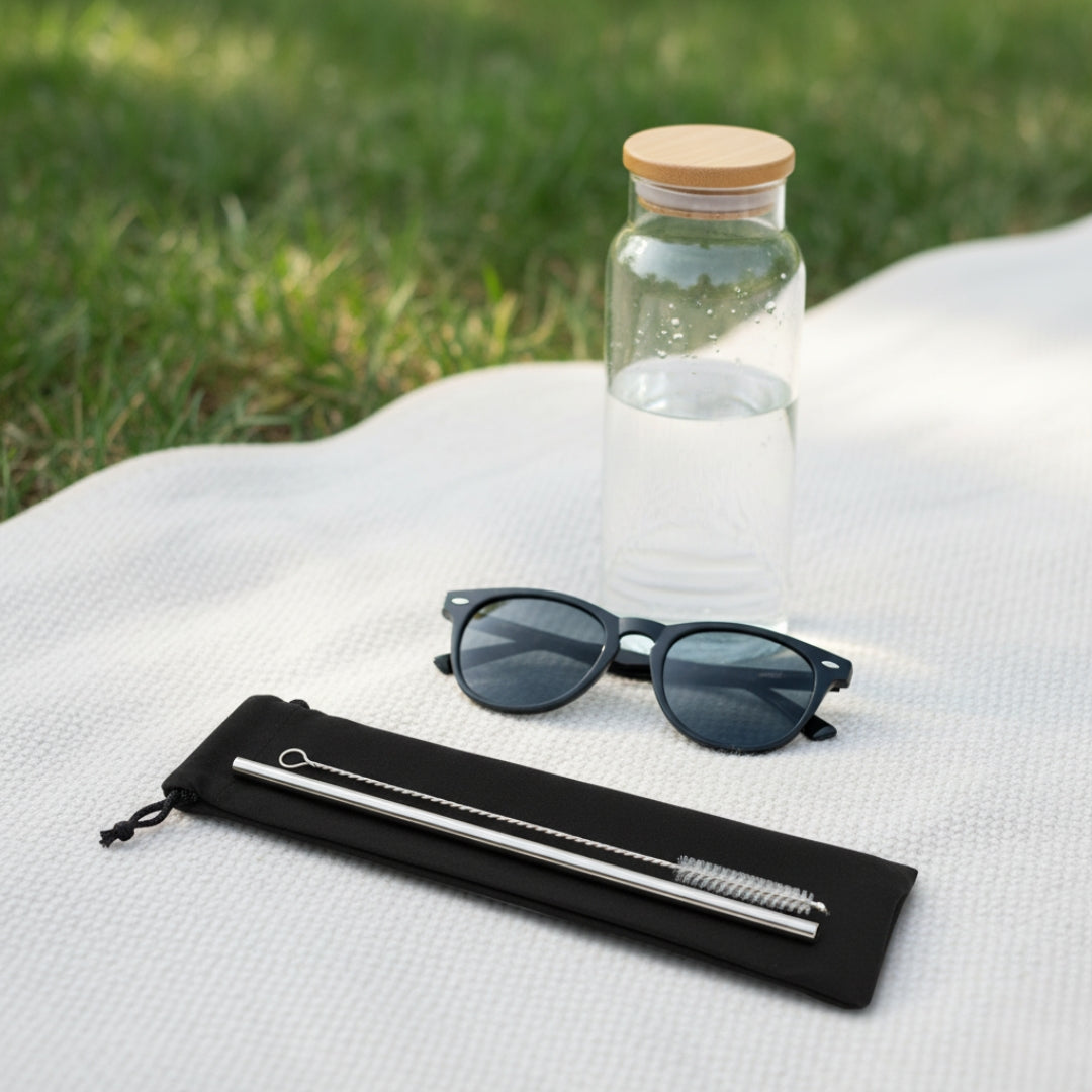 Reusable Stainless Steel Straws – 4 Pcs Set with Case & Brush