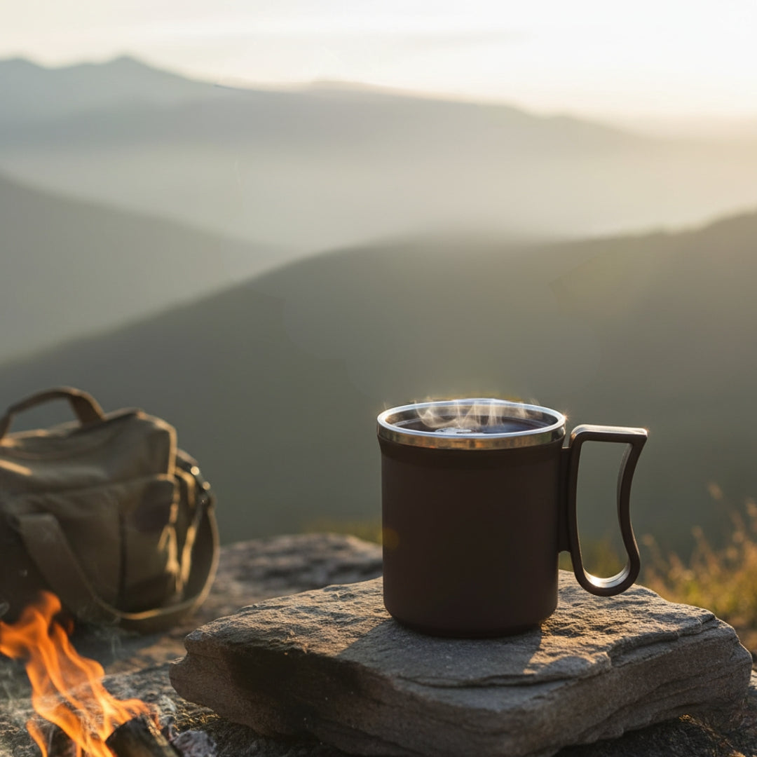 Stainless Steel Coffee Mug – 200ml Insulated with Lid