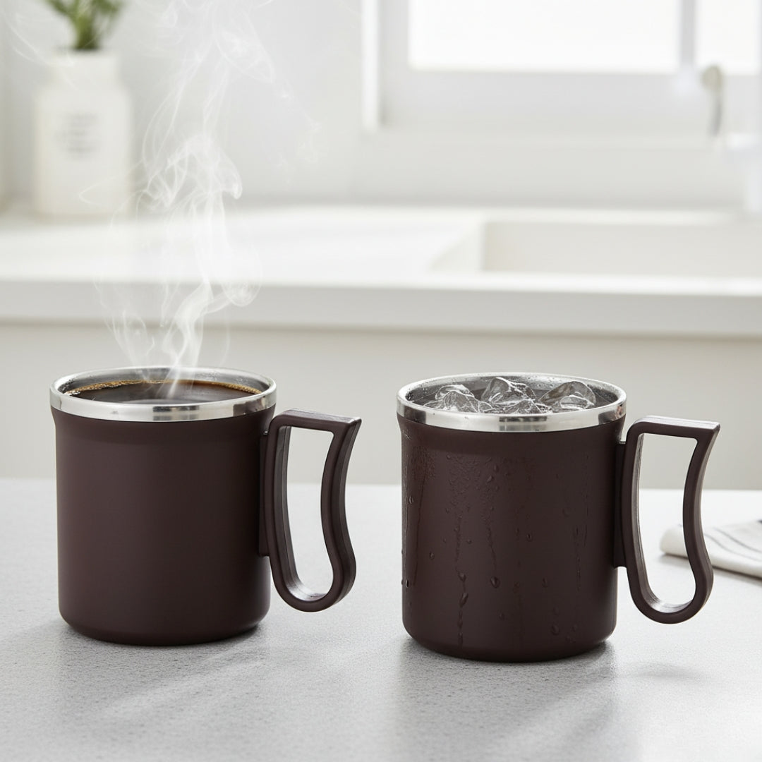 Stainless Steel Coffee Mug – 200ml Insulated with Lid