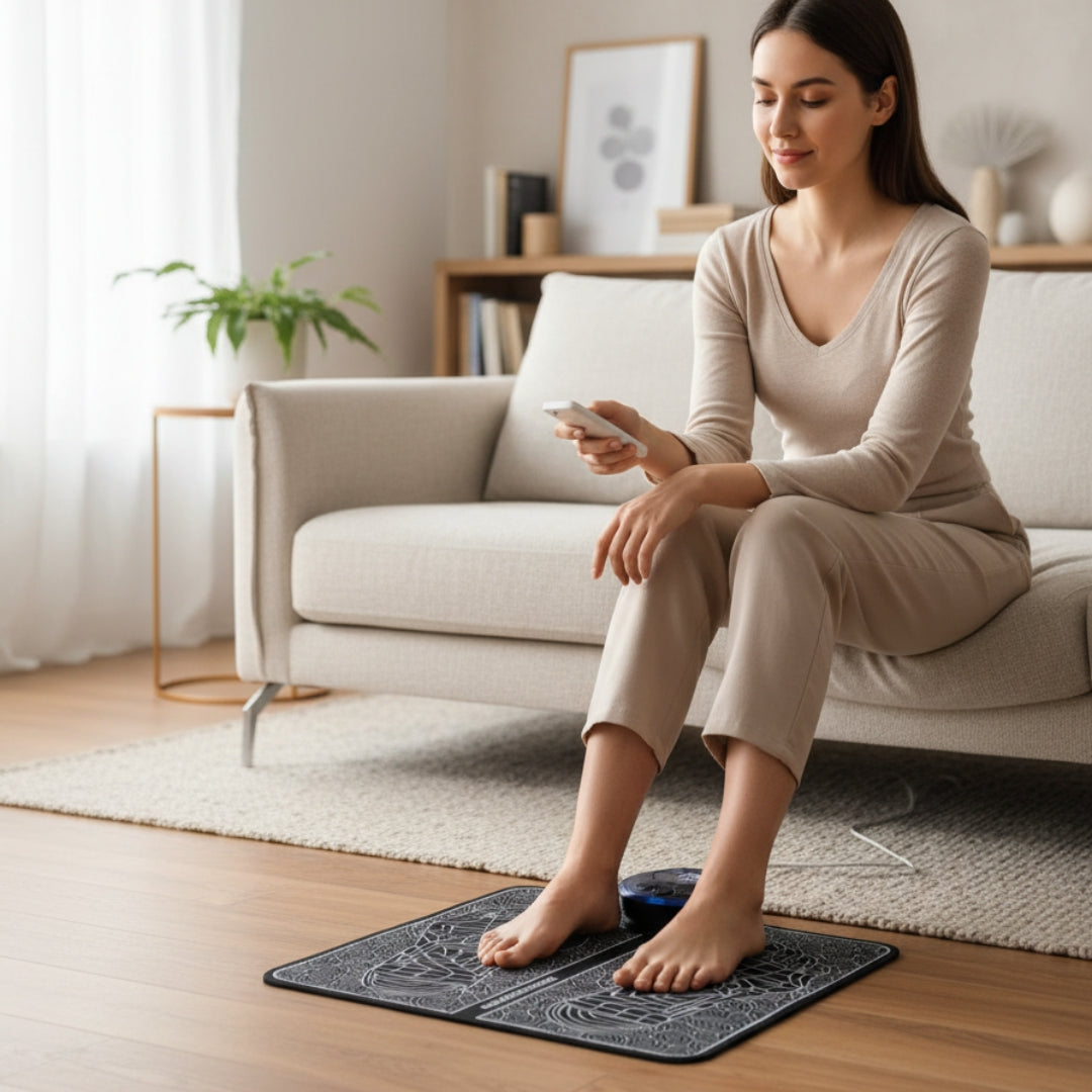 Portable Folding EMS Foot Massage Pad – USB Remote Reflexology & Circulation Booster