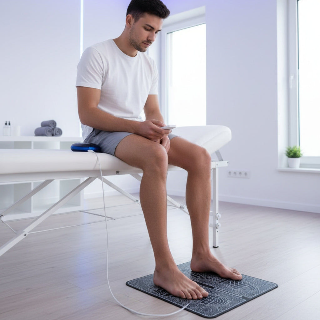 Portable Folding EMS Foot Massage Pad – USB Remote Reflexology & Circulation Booster