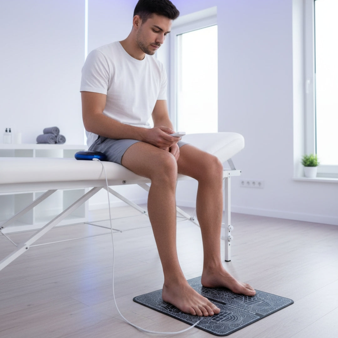 Portable Folding EMS Foot Massage Pad – USB Remote Reflexology & Circulation Booster