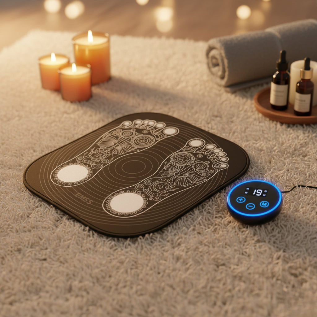 Portable Folding EMS Foot Massage Pad – USB Remote Reflexology & Circulation Booster