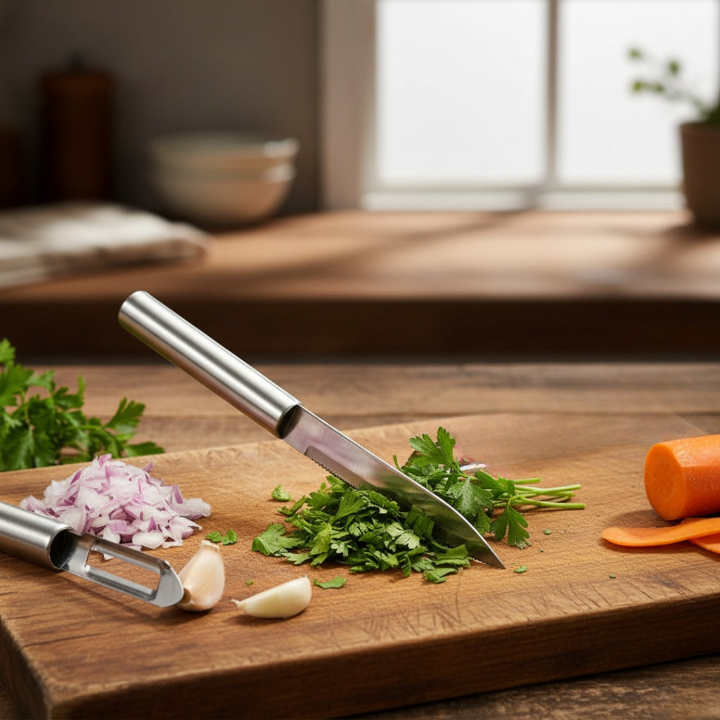 Stainless Steel Multipurpose Cutting Knives – 3 Pack with Non-Slip Handle