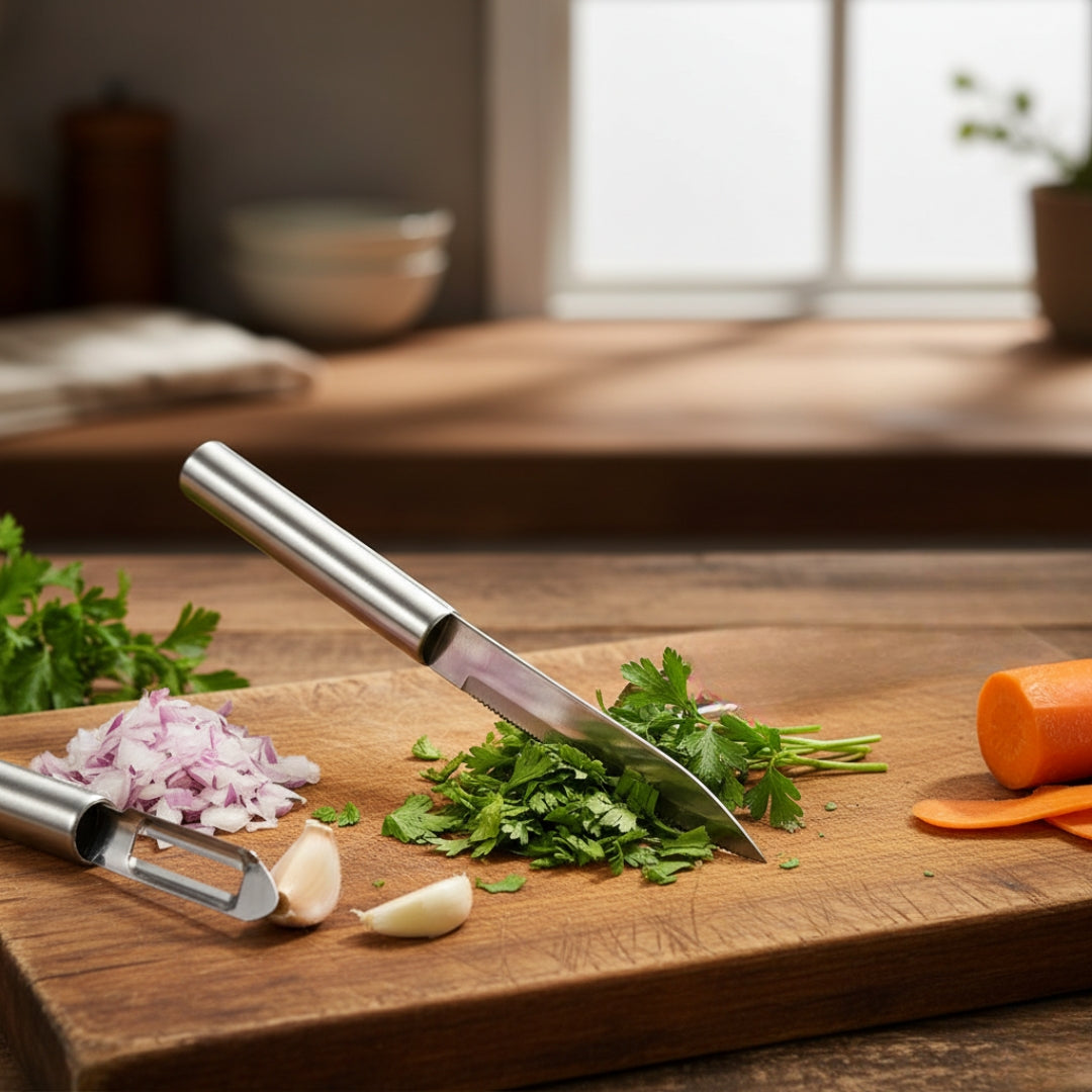 Stainless Steel Multipurpose Cutting Knives – 3 Pack with Non-Slip Handle