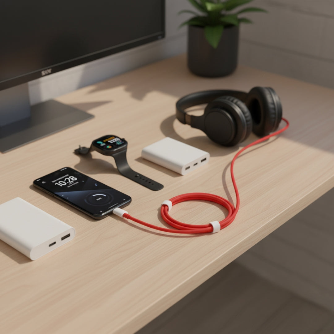 Type-C Dash Charging USB Cable – 1 Meter Red - Fast Charging & Data Transfer