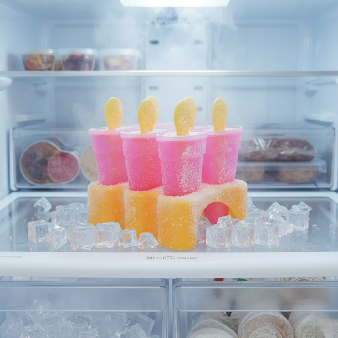 Kulfi Maker Moulds Set (6 Pcs) – Plastic Homemade Ice Cream Moulds for Freezer Use