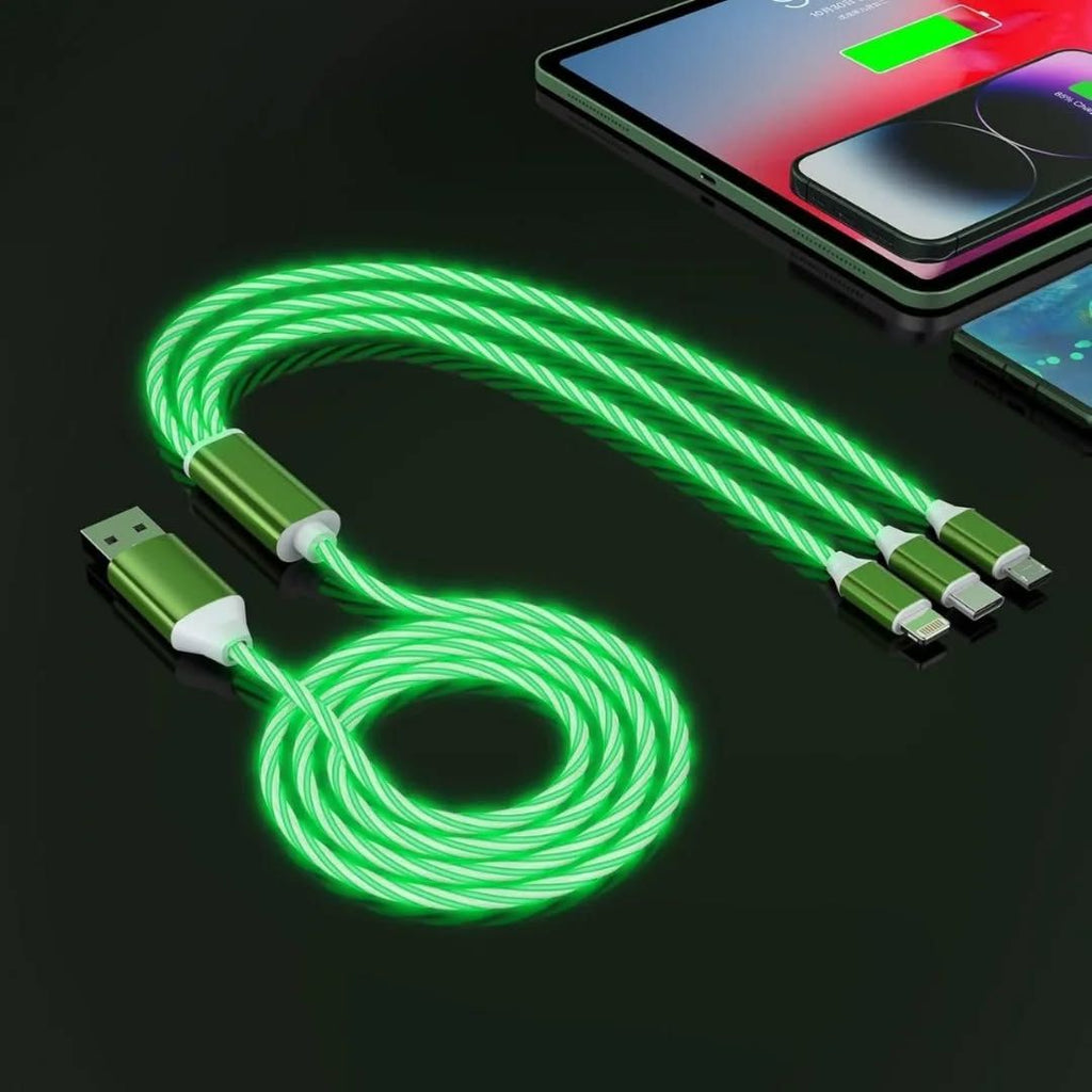3-in-1 Fast Charging Cable – LED Light-Up, Multi-Device USB Charger